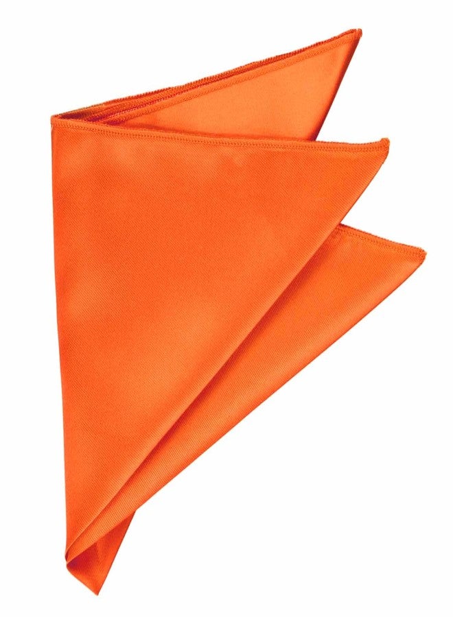 TieMart Tangerine Solid Color Pocket Square - Image 3